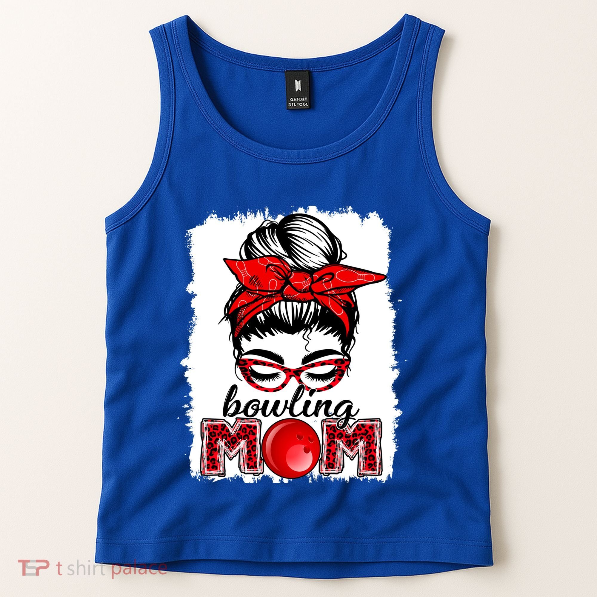Bowling Mom Messy Bun Leopard Funny Mother's Day Meaningful Gift Tank Top