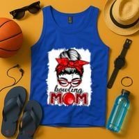 Bowling Mom Messy Bun Leopard Funny Mother's Day Meaningful Gift Tank Top thumb 4