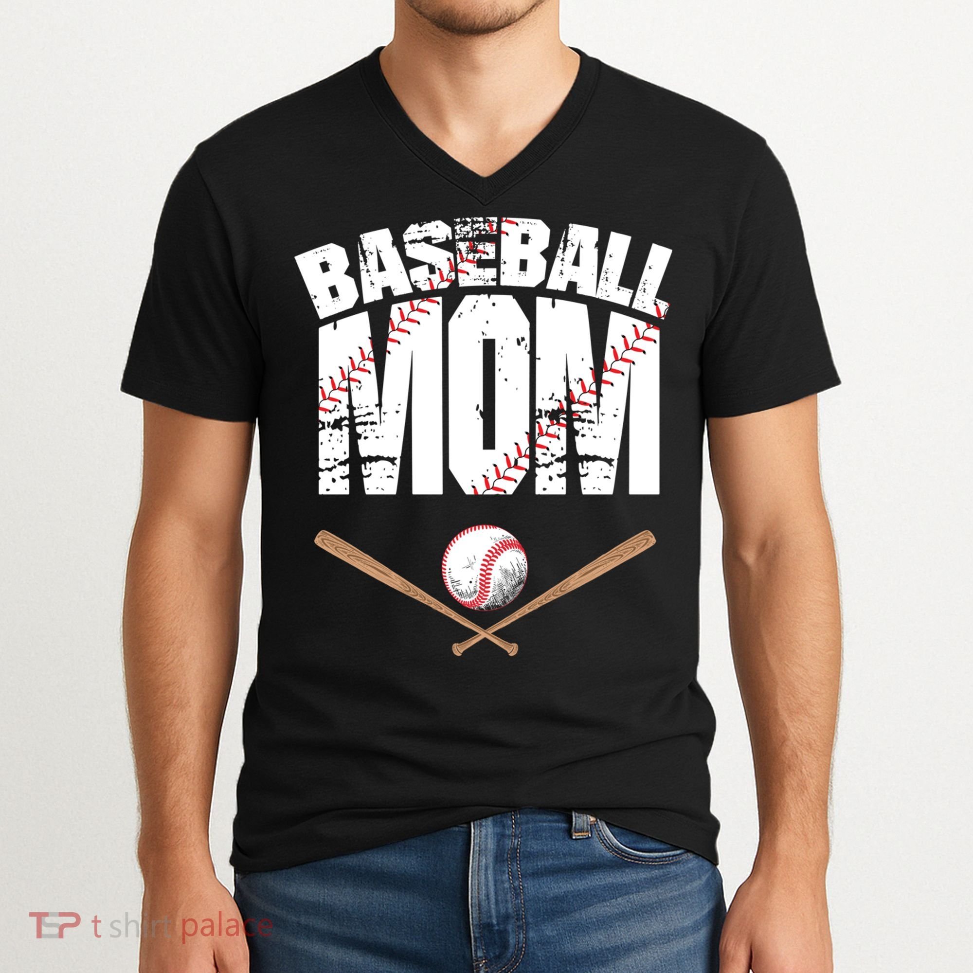 Baseball Mom mother day V-Neck T-Shirt