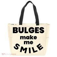 Bulges Make Me Smile Funny Adult Saying Tote Bag thumb 0
