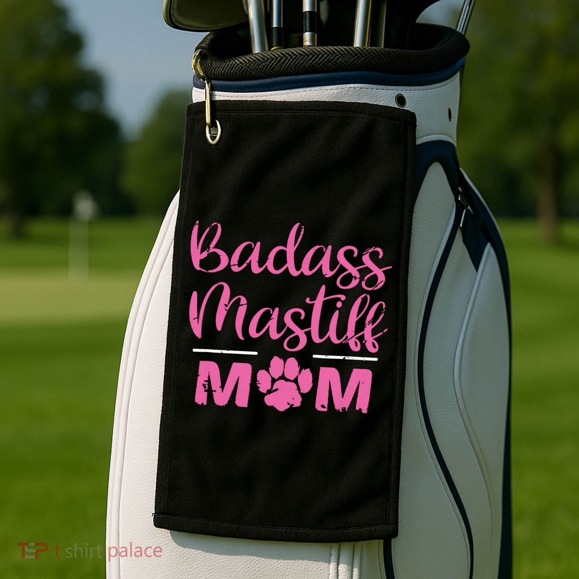 Badass Mastiff Mom Funny Dog Lover Pet Owner Golf Towel