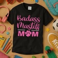 Badass Mastiff Mom Funny Dog Lover Pet Owner Kids T-Shirt thumb 3