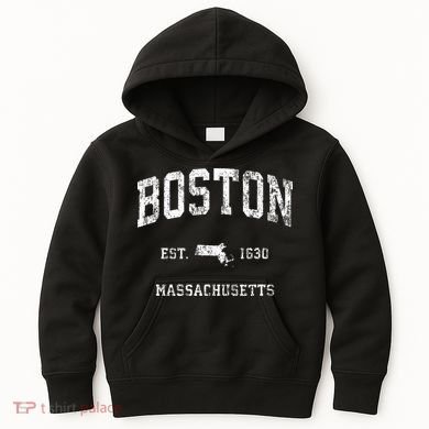 Boston Massachusetts Ma Vintage Athletic Kids Hoodie