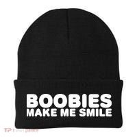 Boobies Make Me Smile Funny Adult Humor Beanie thumb 0