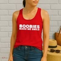 Boobies Make Me Smile Funny Adult Humor Women's Tank Top thumb 2