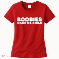Boobies Make Me Smile Funny Adult Humor Women's T-Shirt thumb 0