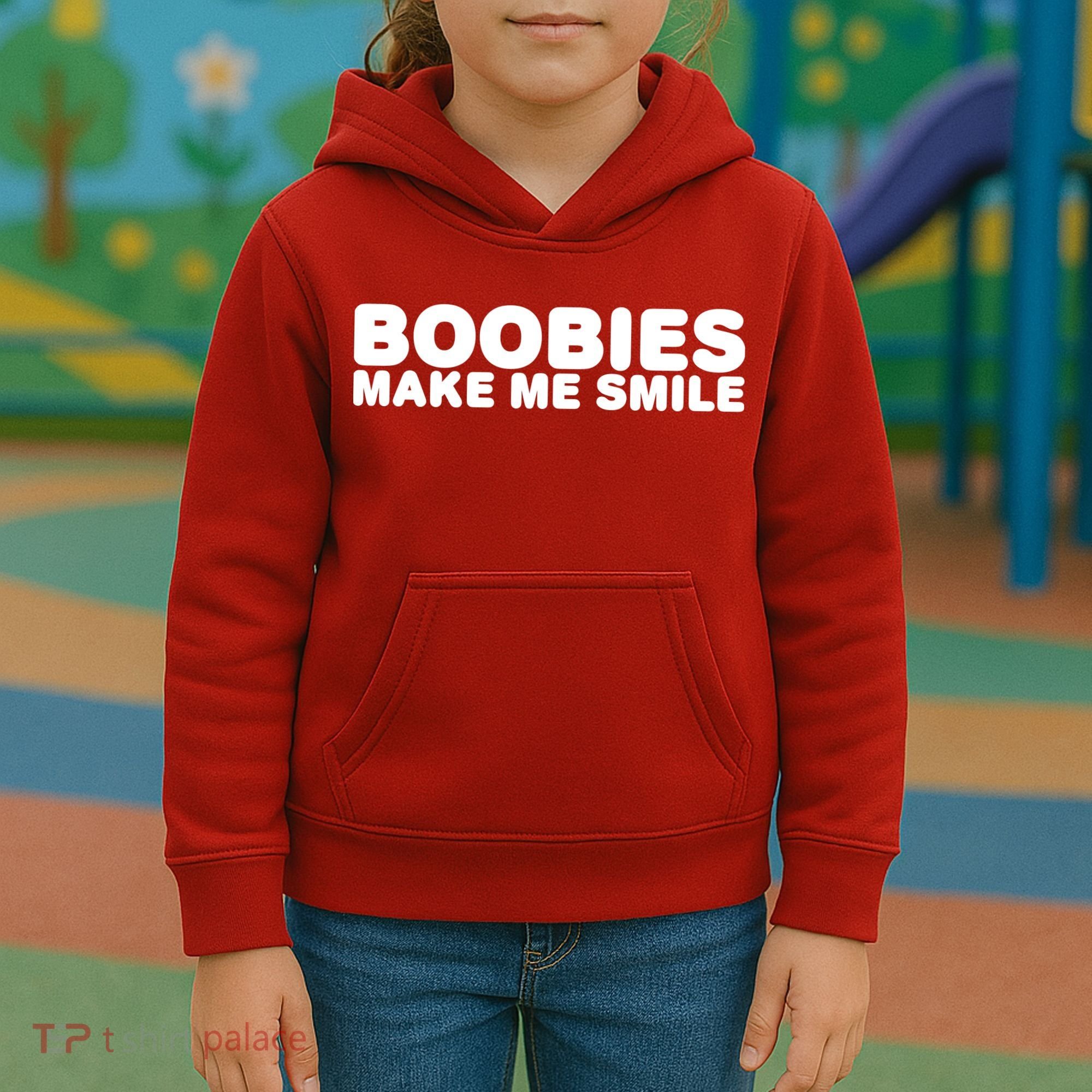 Boobies Make Me Smile Funny Adult Humor Kids Hoodie