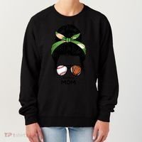 Baseball Mom Messy Bun Mom Life Mother's Day Women's Sweatshirt thumb 0