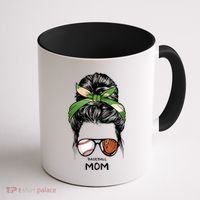 Baseball Mom Messy Bun Mom Life Mother's Day Coffee Mug thumb 1