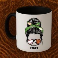 Baseball Mom Messy Bun Mom Life Mother's Day Coffee Mug thumb 2