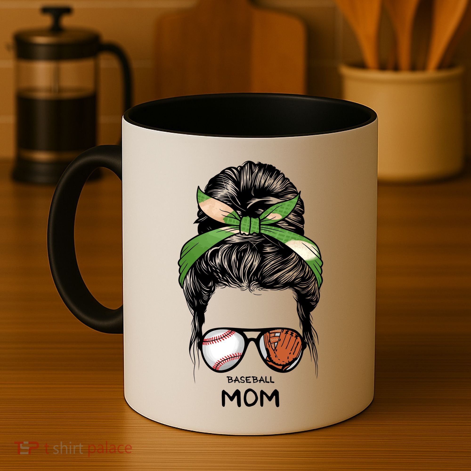Baseball Mom Messy Bun Mom Life Mother's Day Coffee Mug
