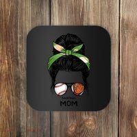 Baseball Mom Messy Bun Mom Life Mother's Day Coaster thumb 0