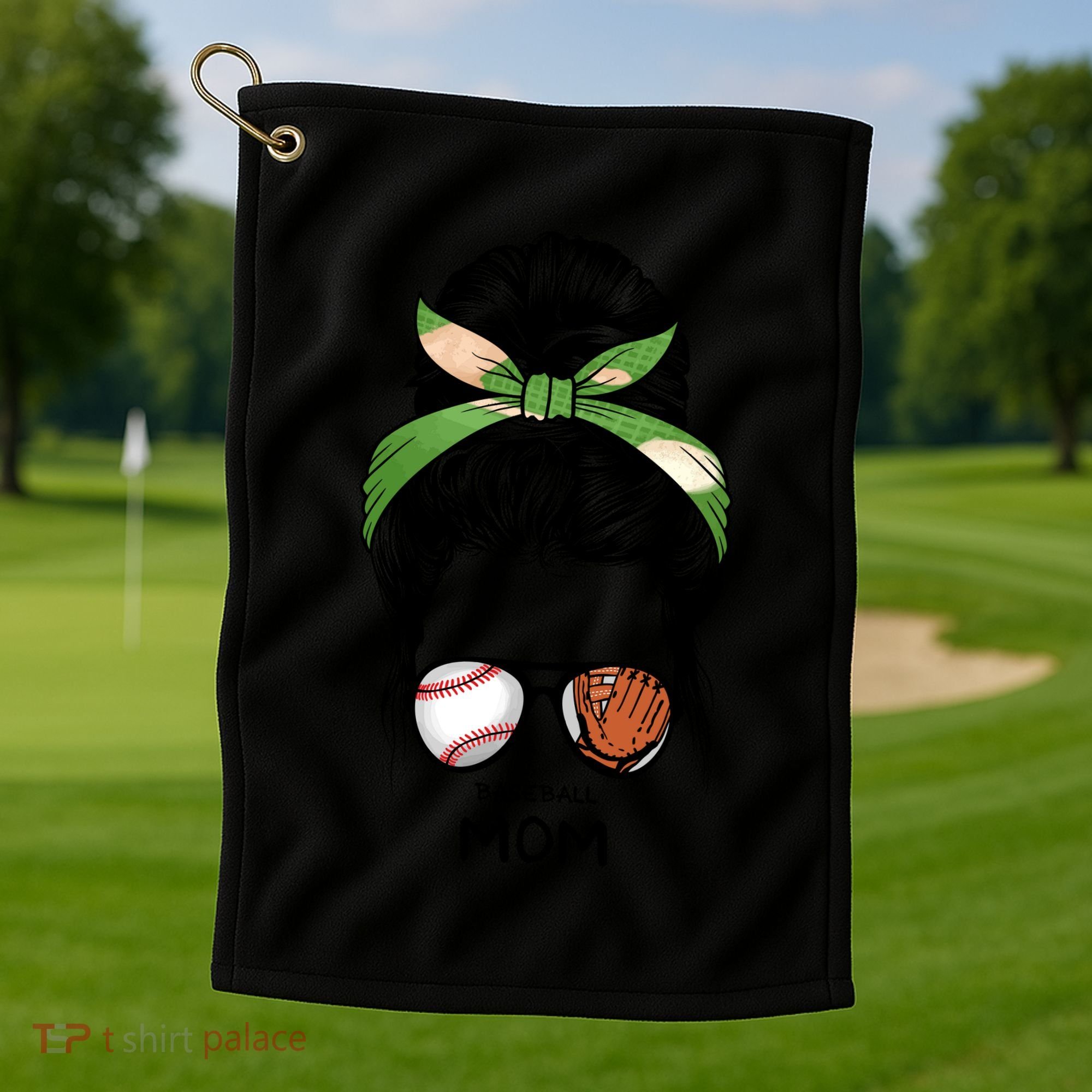 Baseball Mom Messy Bun Mom Life Mother's Day Golf Towel