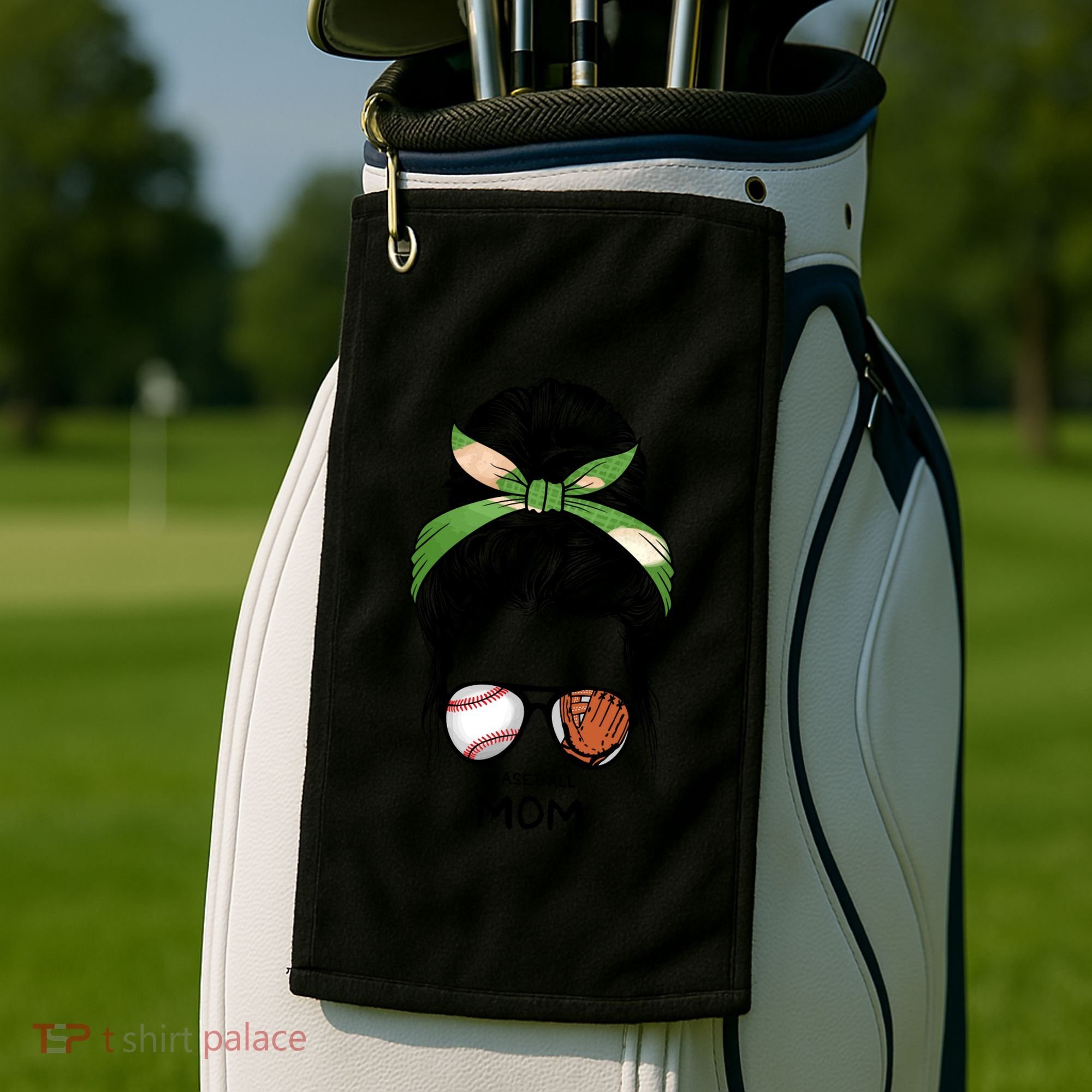 Baseball Mom Messy Bun Mom Life Mother's Day Golf Towel