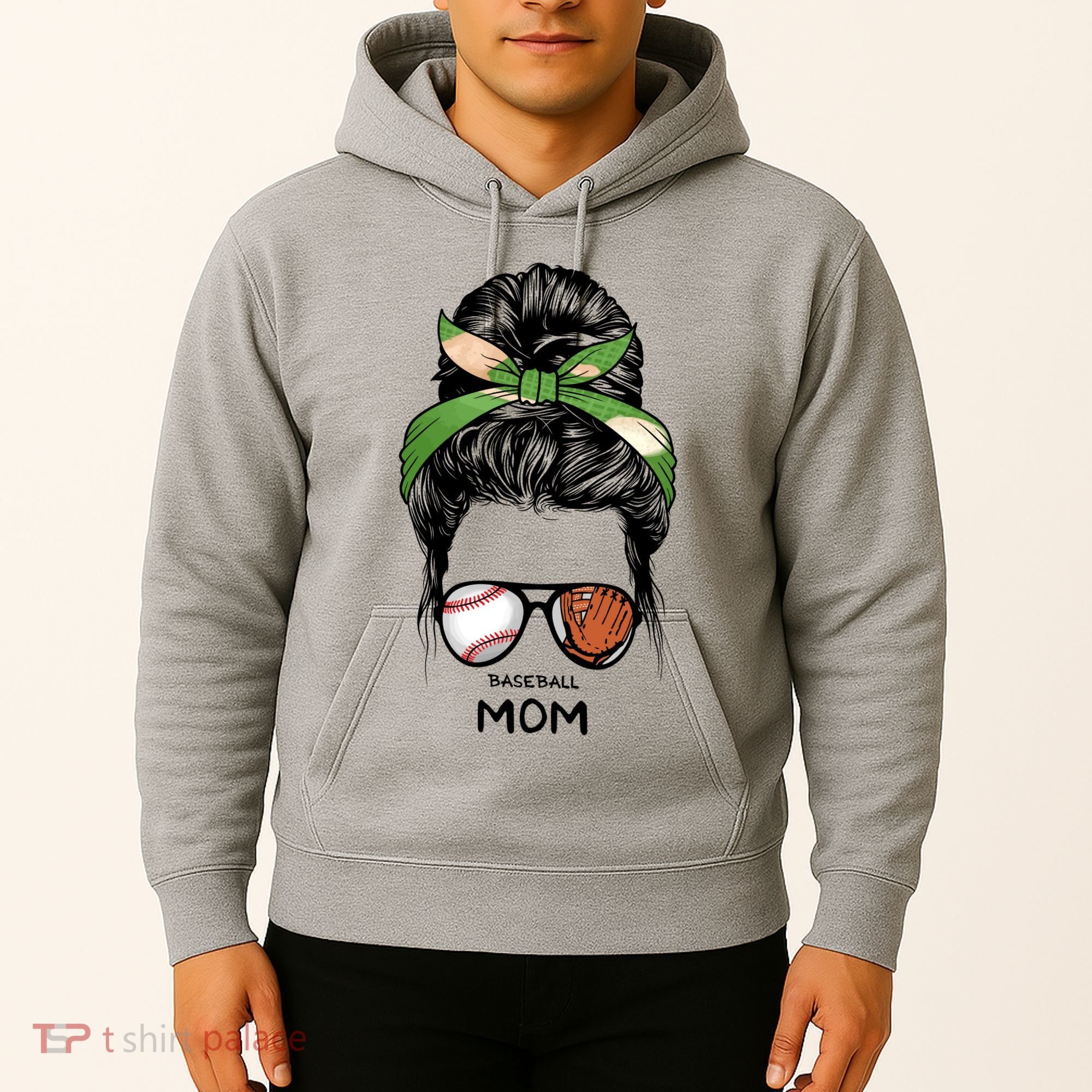 Baseball Mom Messy Bun Mom Life Mother's Day Hoodie