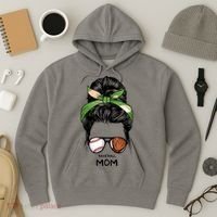 Baseball Mom Messy Bun Mom Life Mother's Day Hoodie thumb 3