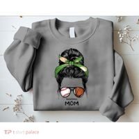 Baseball Mom Messy Bun Mom Life Mother's Day Sweatshirt thumb 2