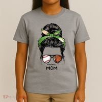 Baseball Mom Messy Bun Mom Life Mother's Day T-Shirt thumb 4