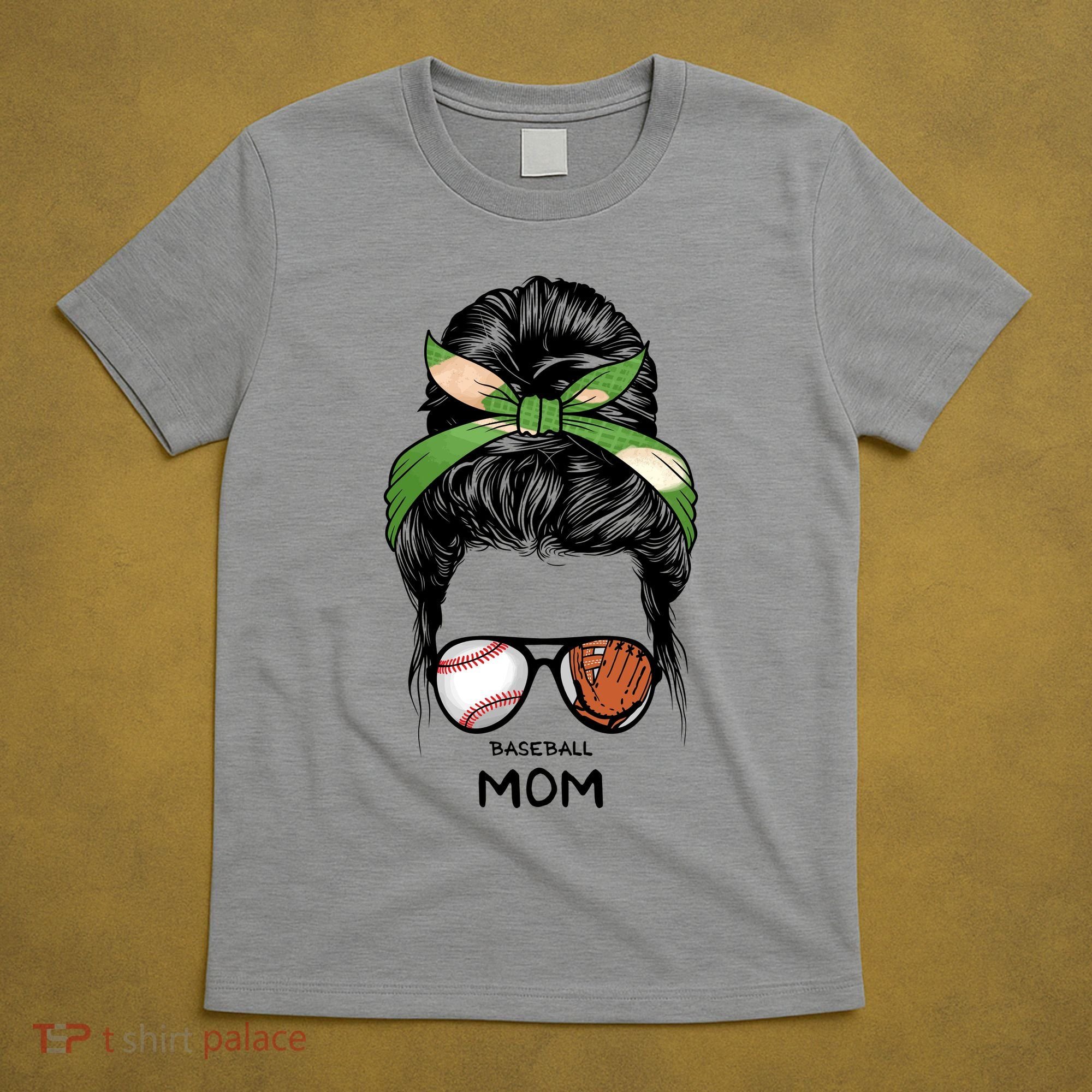 Baseball Mom Messy Bun Mom Life Mother's Day T-Shirt