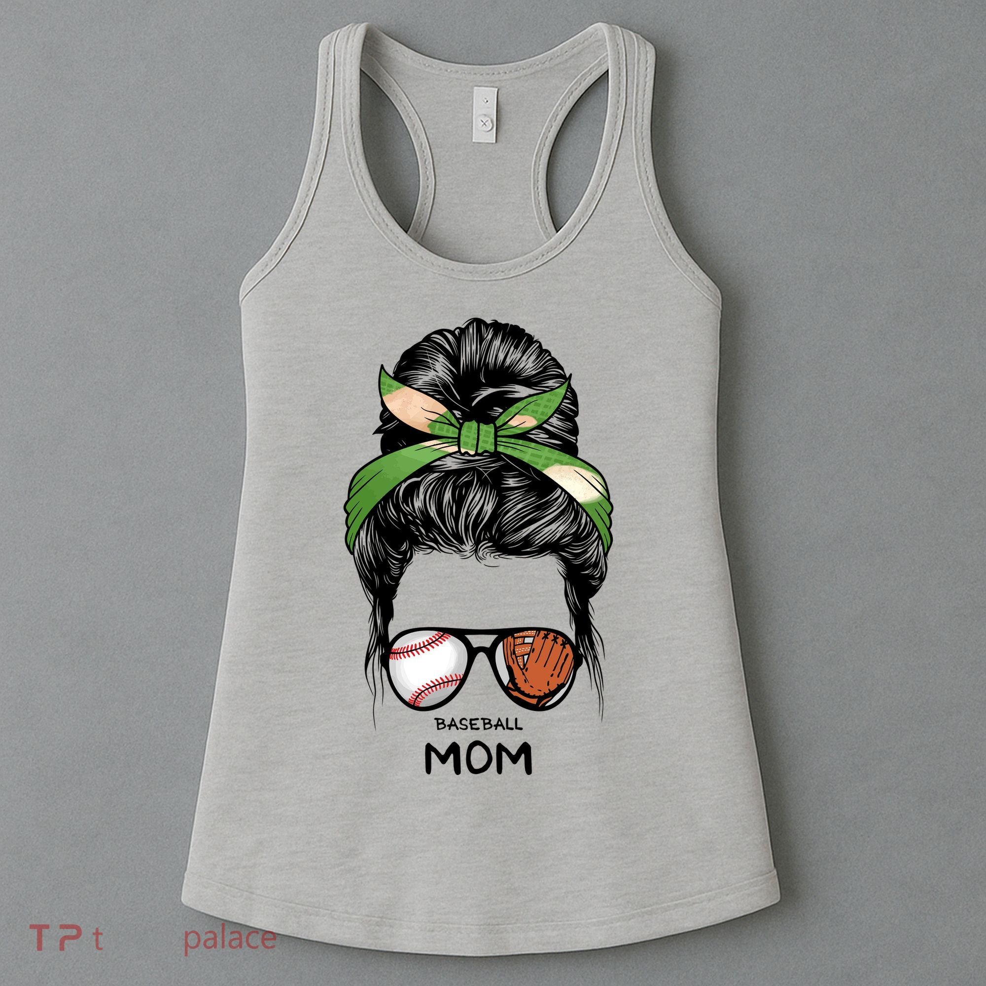 Baseball Mom Messy Bun Mom Life Mother's Day Women's Tank Top