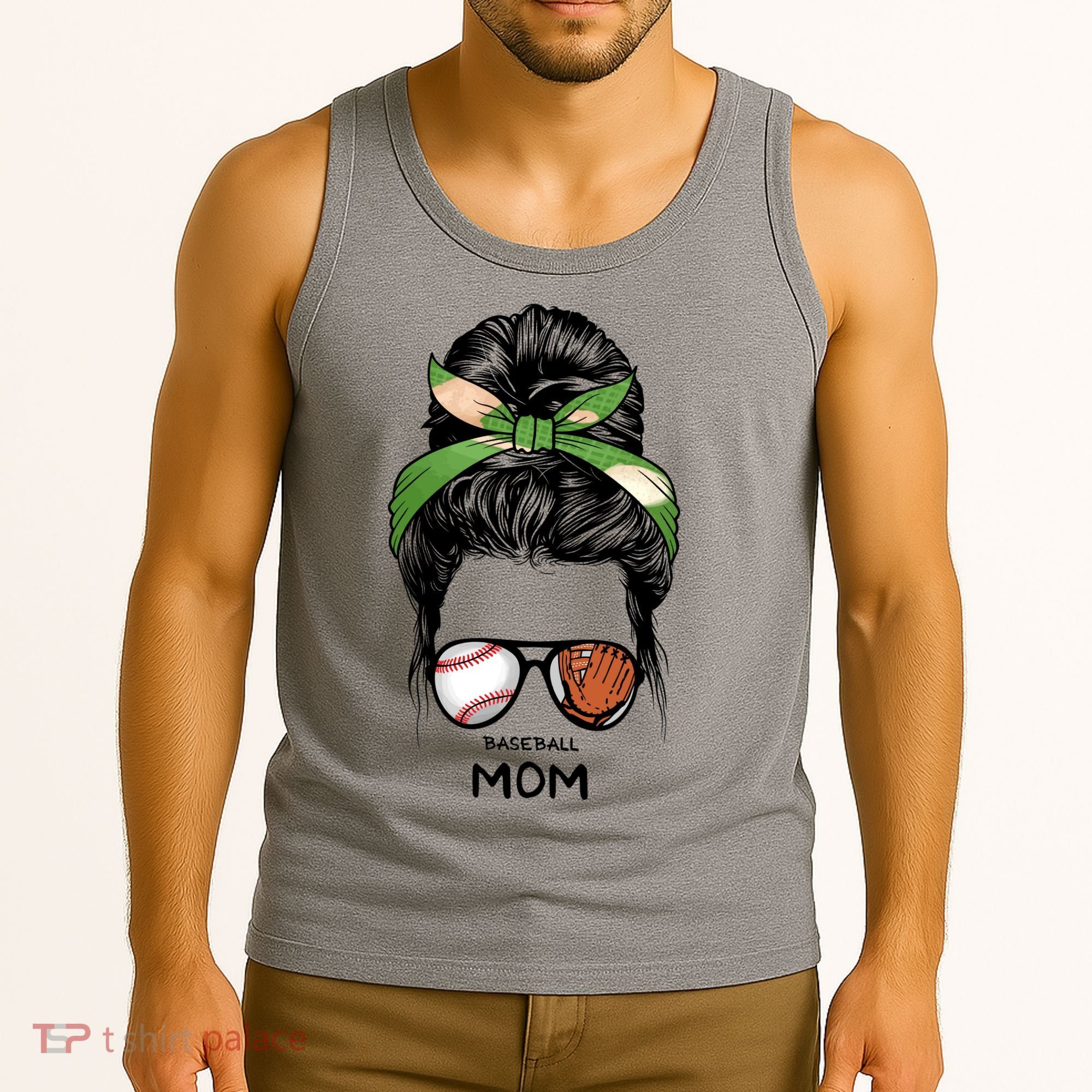Baseball Mom Messy Bun Mom Life Mother's Day Tank Top