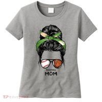 Baseball Mom Messy Bun Mom Life Mother's Day Women's T-Shirt thumb 0