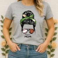 Baseball Mom Messy Bun Mom Life Mother's Day Women's T-Shirt thumb 2