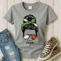 Baseball Mom Messy Bun Mom Life Mother's Day Women's T-Shirt thumb 3