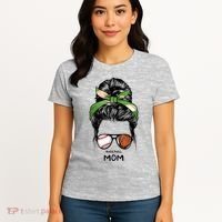 Baseball Mom Messy Bun Mom Life Mother's Day Women's T-Shirt thumb 4