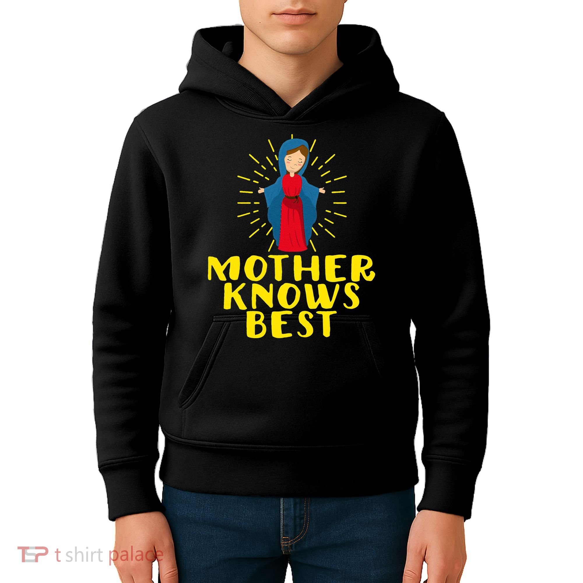 Blessed Mother Mary Knows Best Catholic Mother's Day Kids Hoodie