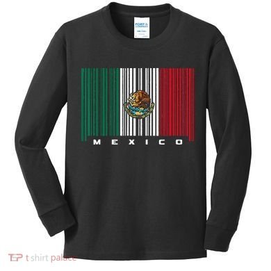 Barcode Mexico Mexican Flag Kids Long Sleeve Shirt