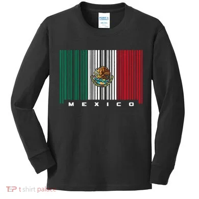 Barcode Mexico Mexican Flag Kids Long Sleeve Shirt