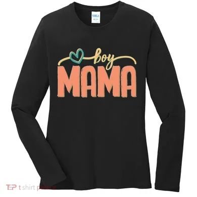 Boy Mom Ma Mama Bruh Funny Front & Back Women's Long Sleeve Shirt
