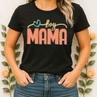 Boy Mom Ma Mama Bruh Funny Front & Back Women's T-Shirt thumb 2