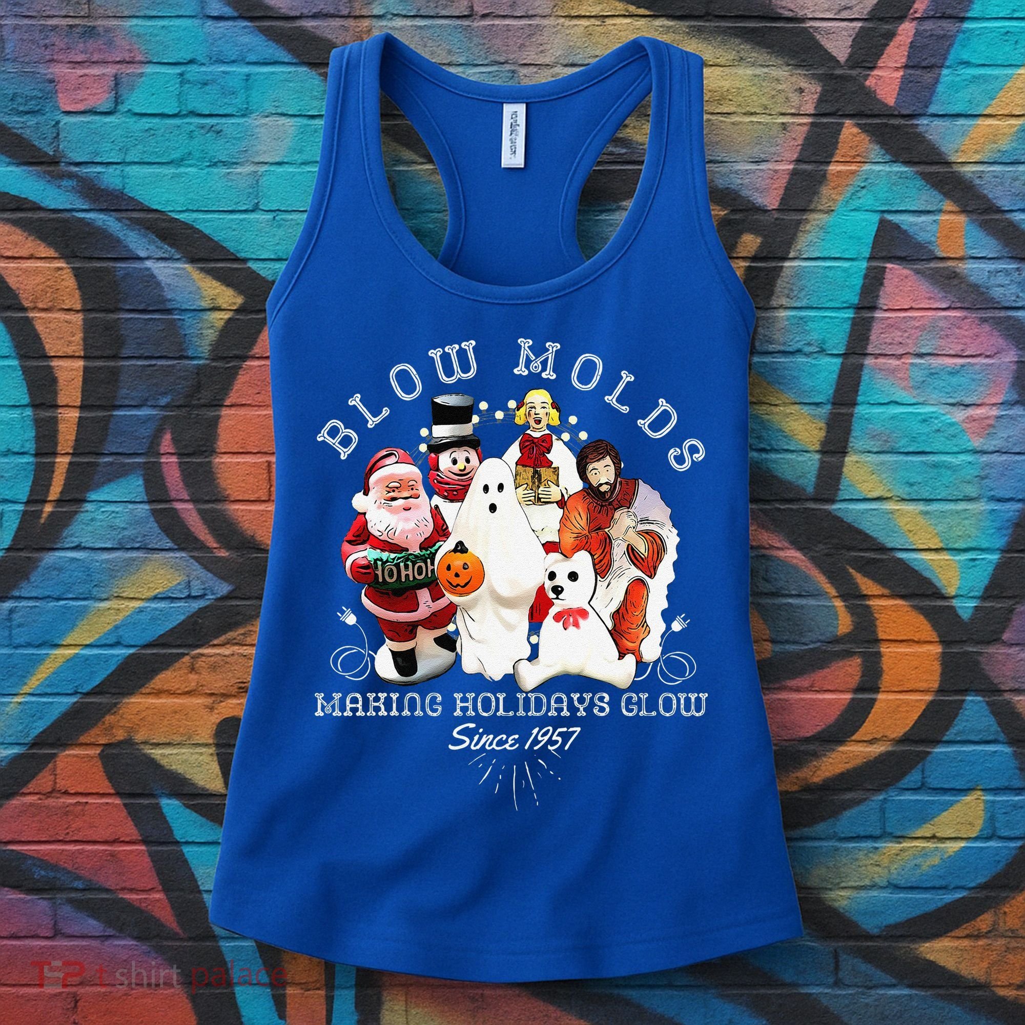 Blow Molds Make Holidays Glow Since 1957 Christmas Halloween Women's Tank Top