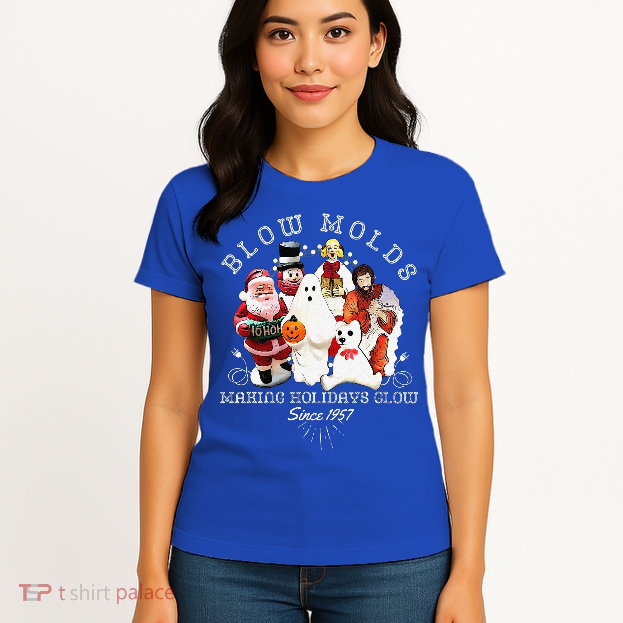 Blow Molds Make Holidays Glow Since 1957 Christmas Halloween Women's T-Shirt