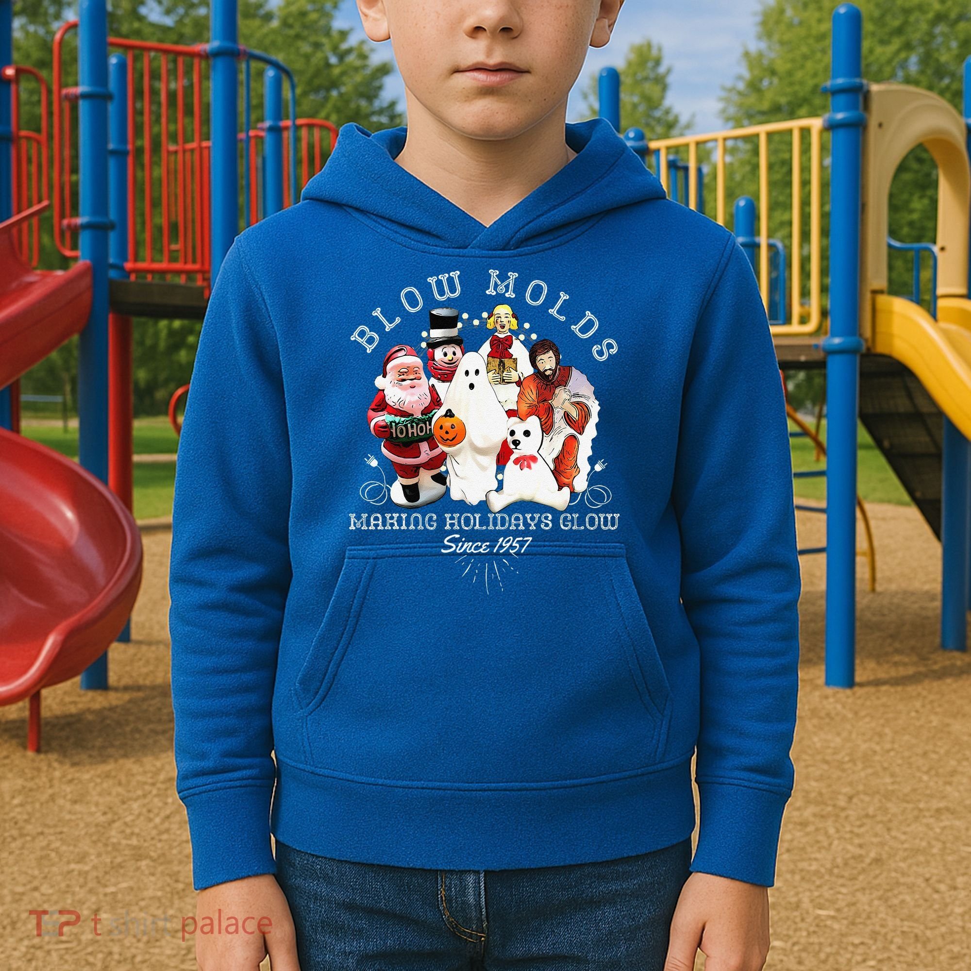 Blow Molds Make Holidays Glow Since 1957 Christmas Halloween Kids Hoodie