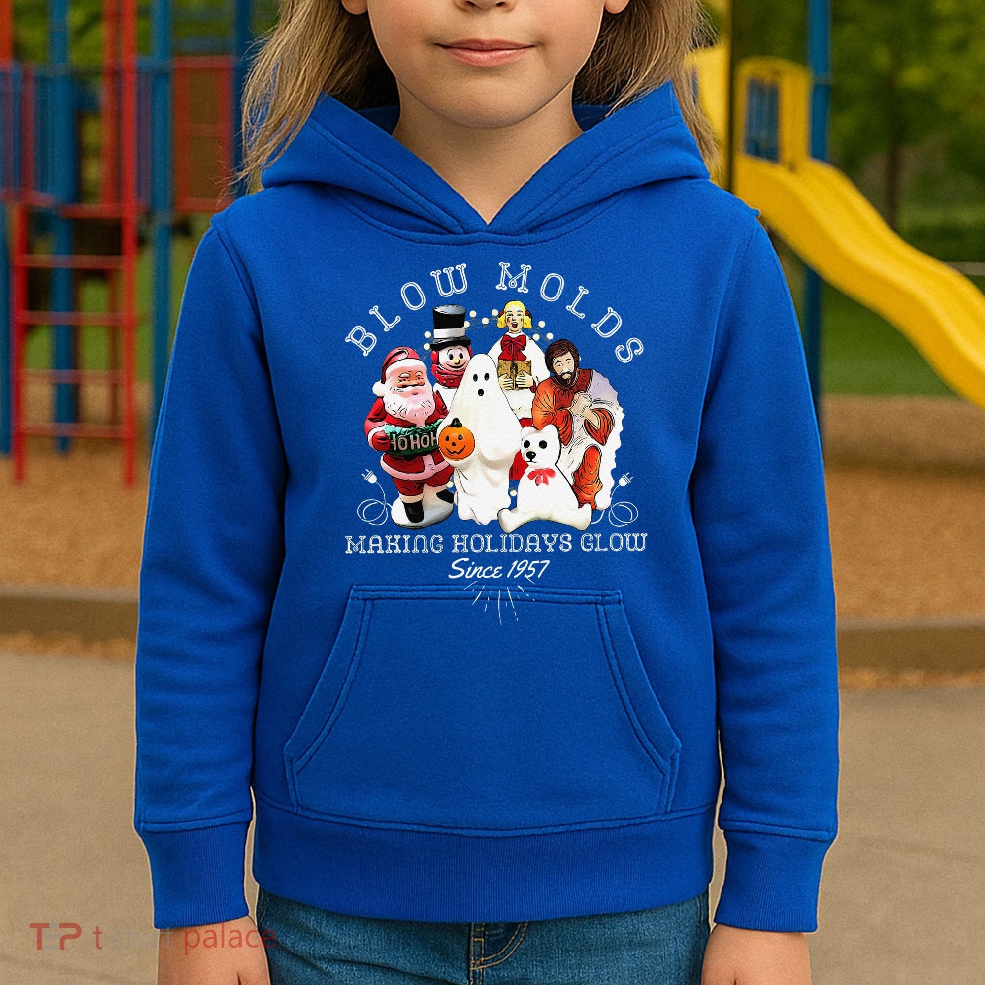 Blow Molds Make Holidays Glow Since 1957 Christmas Halloween Kids Hoodie
