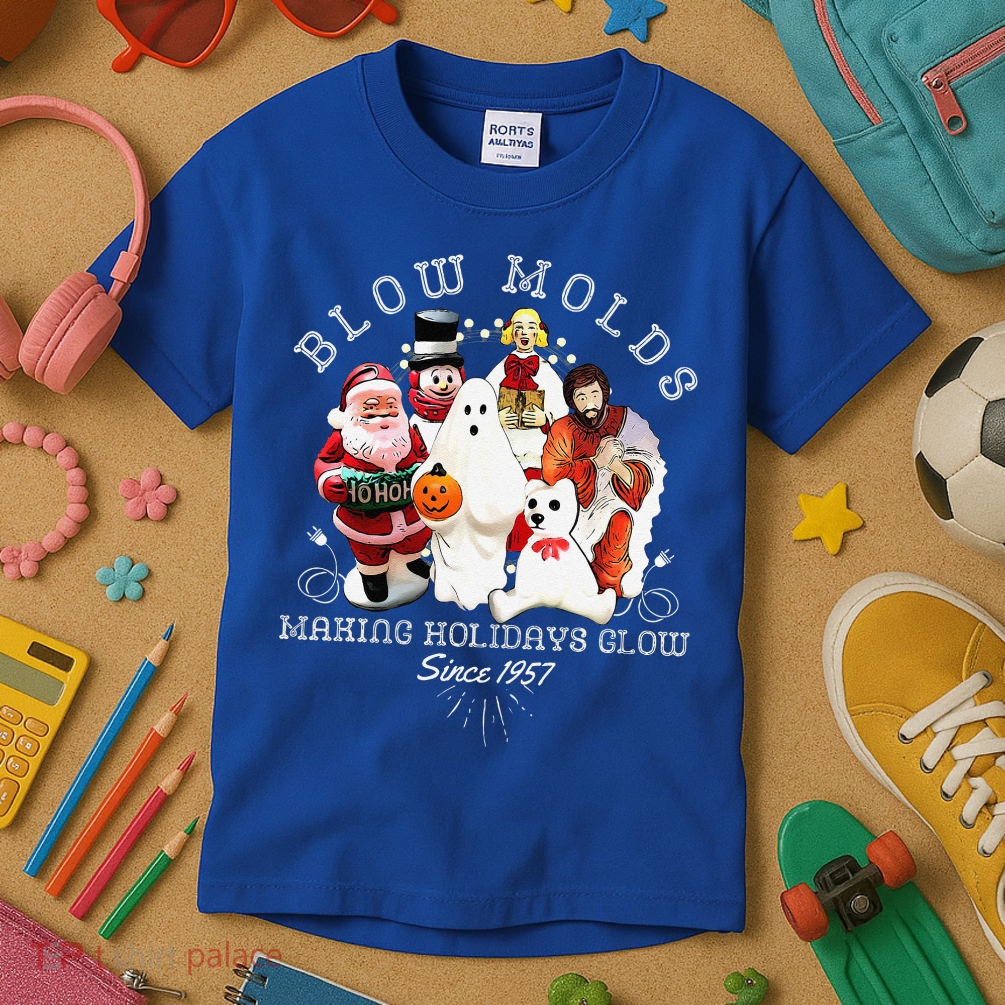 Blow Molds Make Holidays Glow Since 1957 Christmas Halloween Kids T-Shirt