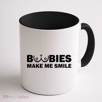 Boobies Make Me Smile Funny Adult Humor Coffee Mug thumb 1