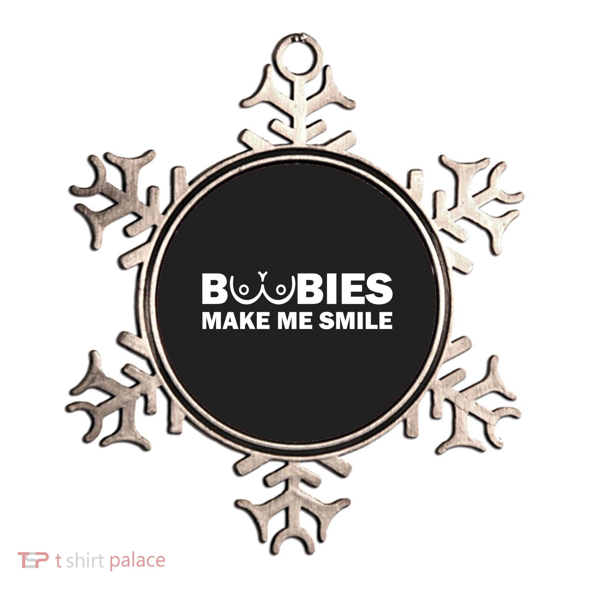 Boobies Make Me Smile Funny Adult Humor Ornament
