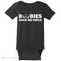 Boobies Make Me Smile Funny Adult Humor Baby Bodysuit thumb 0
