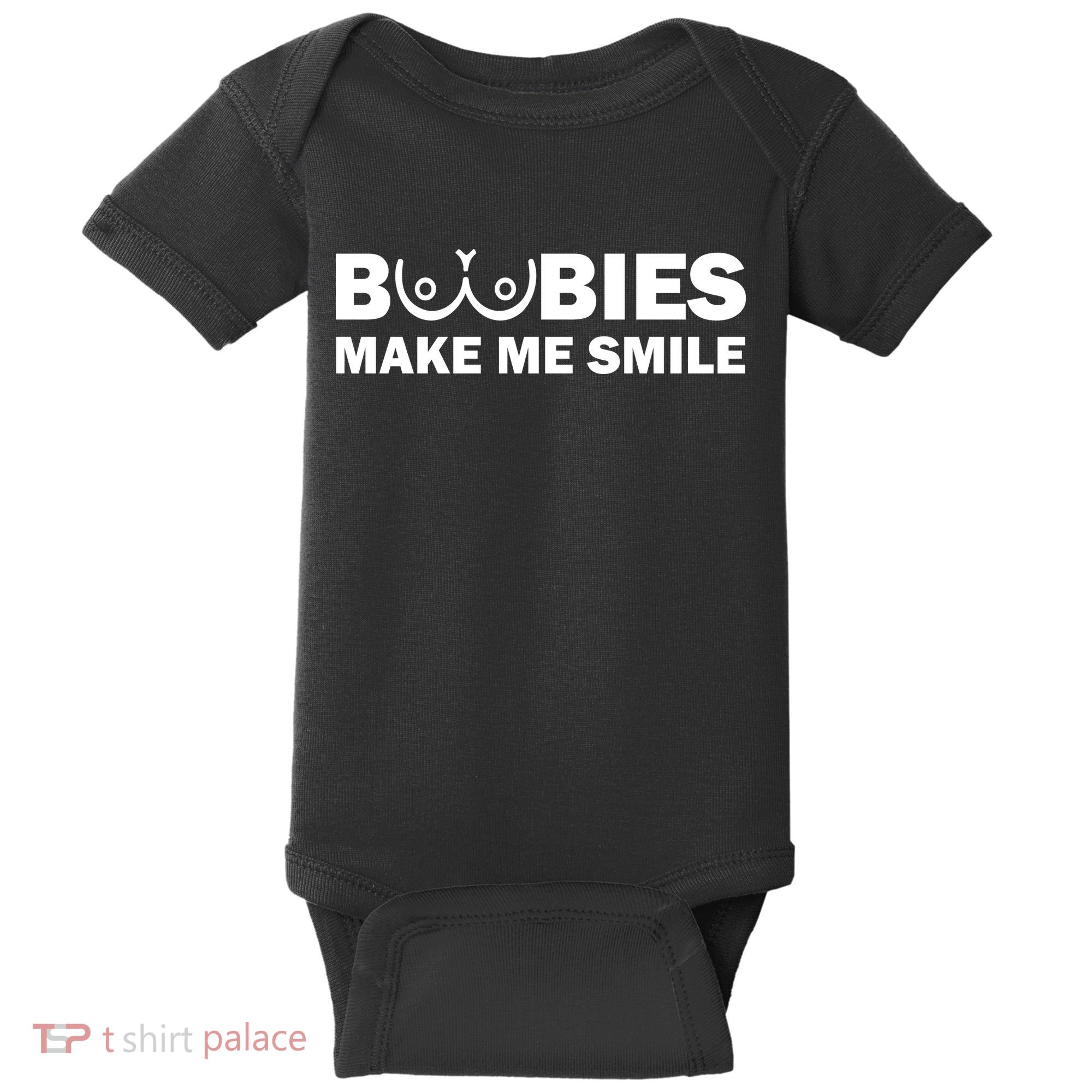 Boobies Make Me Smile Funny Adult Humor Baby Bodysuit