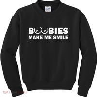 Boobies Make Me Smile Funny Adult Humor Kids Sweatshirt thumb 0