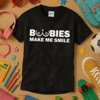 Boobies Make Me Smile Funny Adult Humor Kids T-Shirt thumb 3