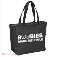 Boobies Make Me Smile Funny Adult Humor Tote Bag thumb 2