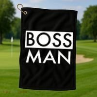 Boss Man Matching Family Couple Portrait Husband Dad Golf Towel thumb 1