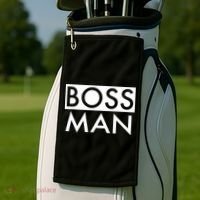Boss Man Matching Family Couple Portrait Husband Dad Golf Towel thumb 2