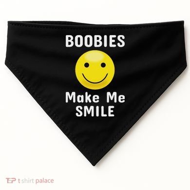 Boobies Make Me Smile Mardi Gras Funny USA-Made Doggie Bandana