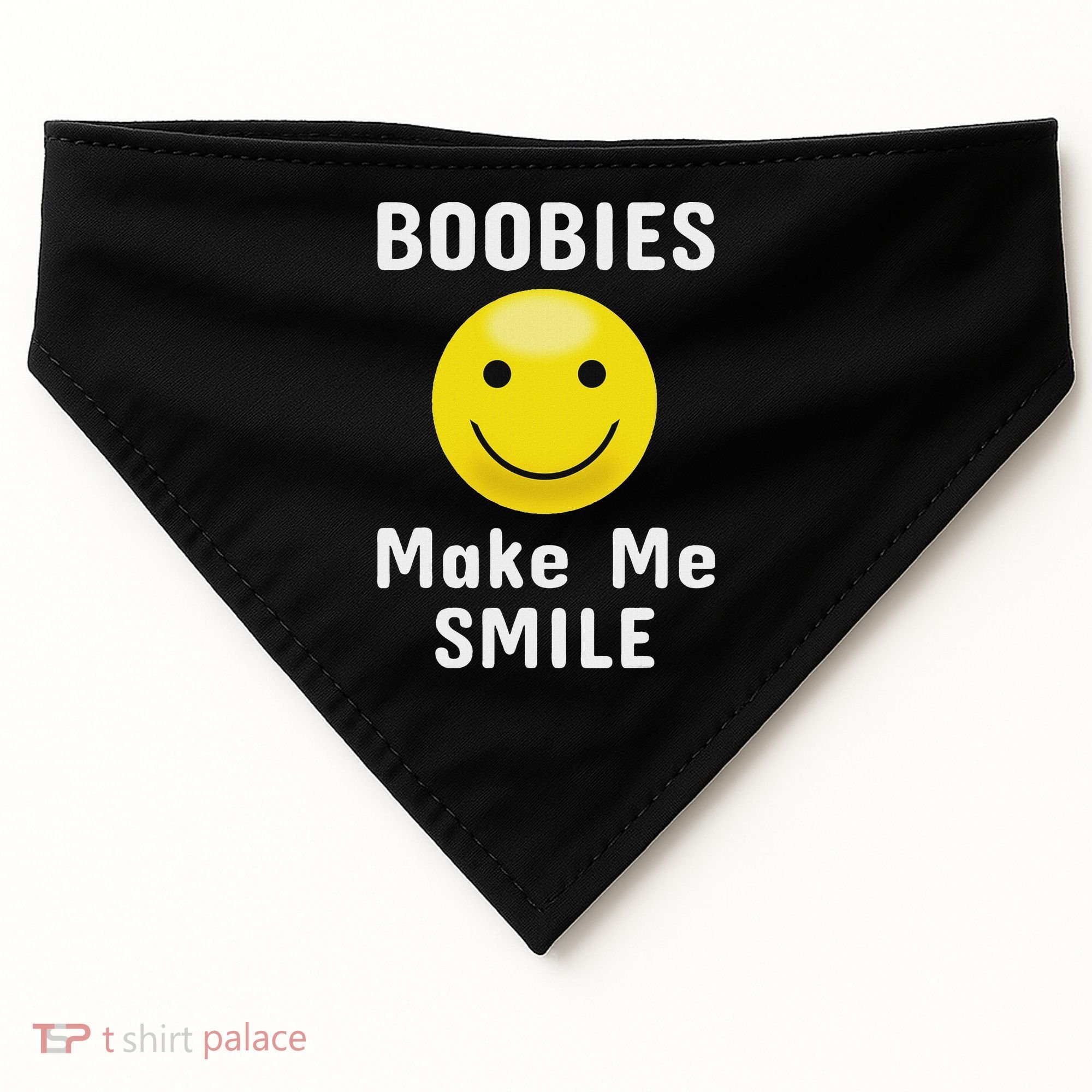 Boobies Make Me Smile Mardi Gras Funny USA-Made Doggie Bandana